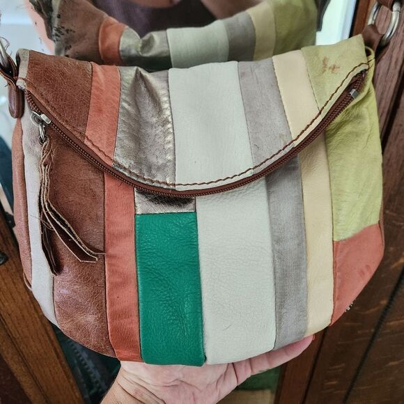 Multicolor leather patchwork vintage purse The Sak - Picture 1 of 16